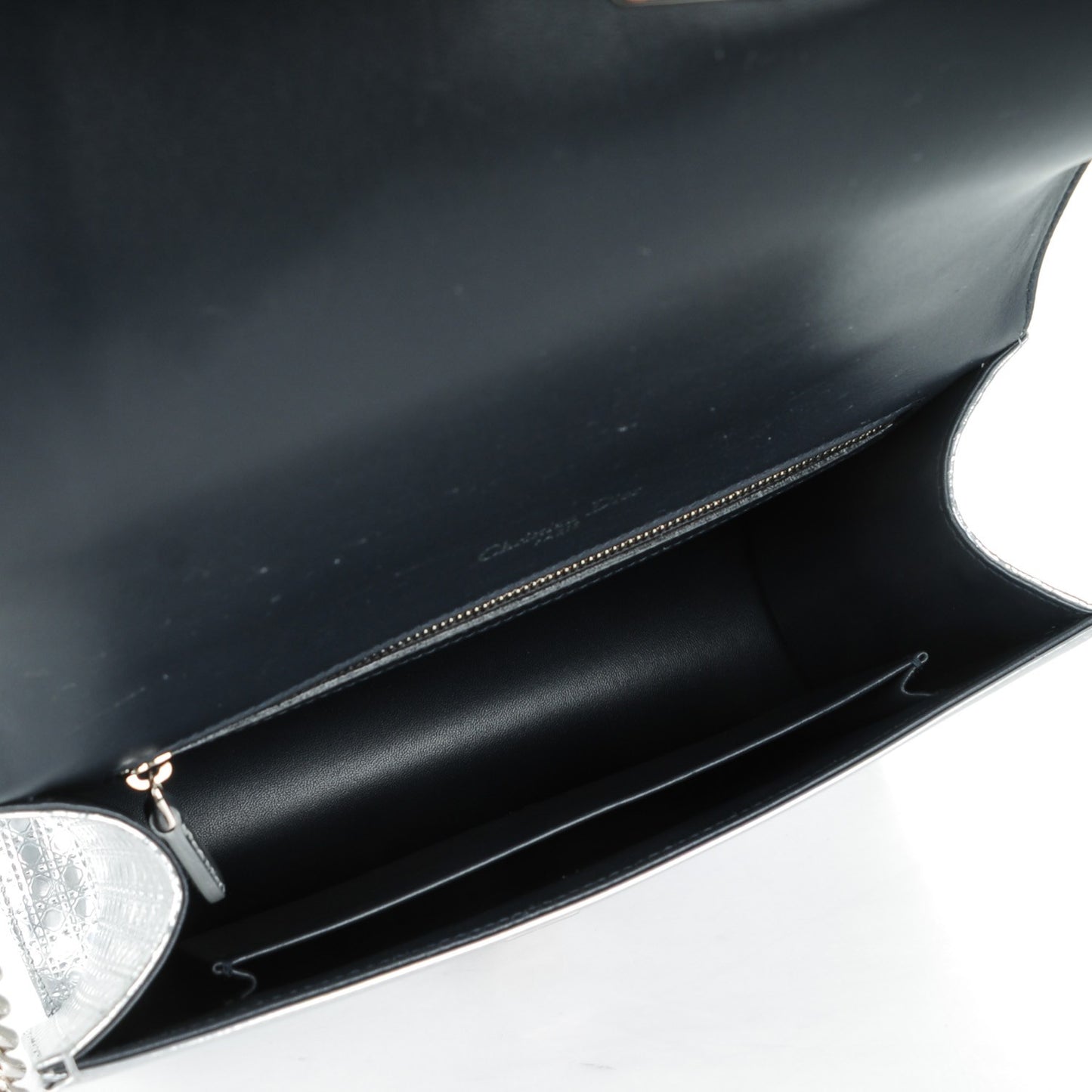 Metallic Patent Micro-Cannage Medium Diorama Flap Bag Silver