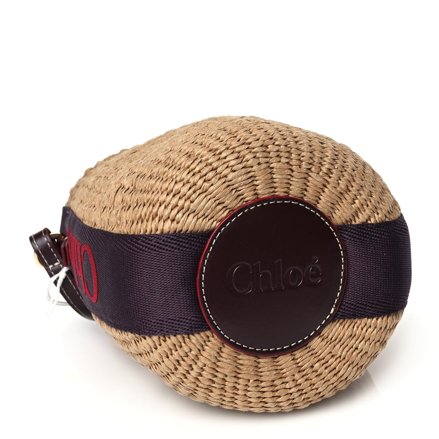 X MIFUKO Raffia Calfskin Small Woody Basket Shoulder Bag Purple Red