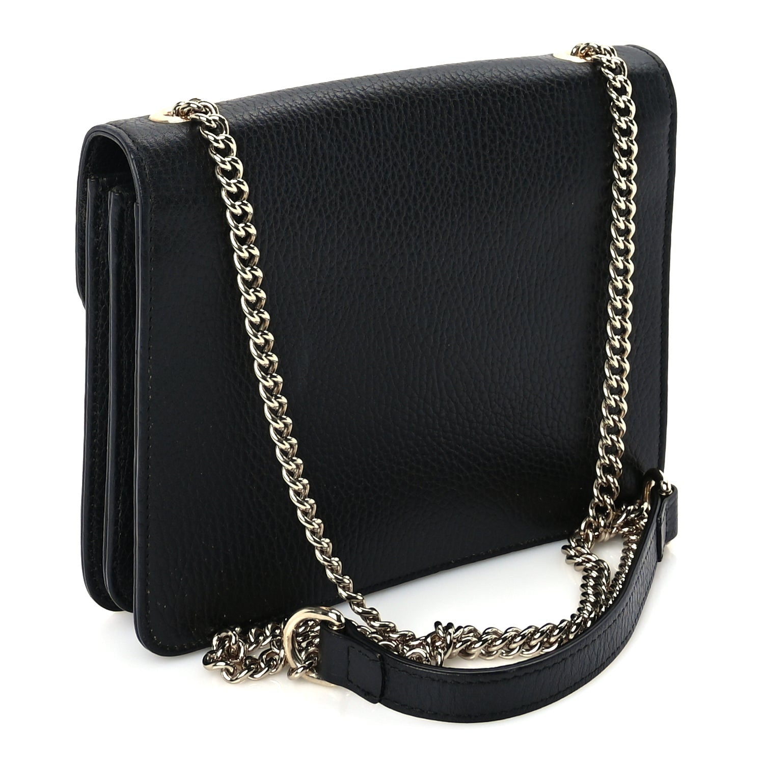 Gucci Dollar Calfskin Small Interlocking G Shoulder Bag Black 2 of 8