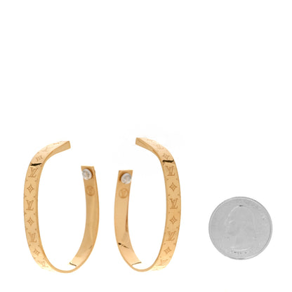 Louis Vuitton Metal Nanogram Hoop Earrings Gold 2 of 5