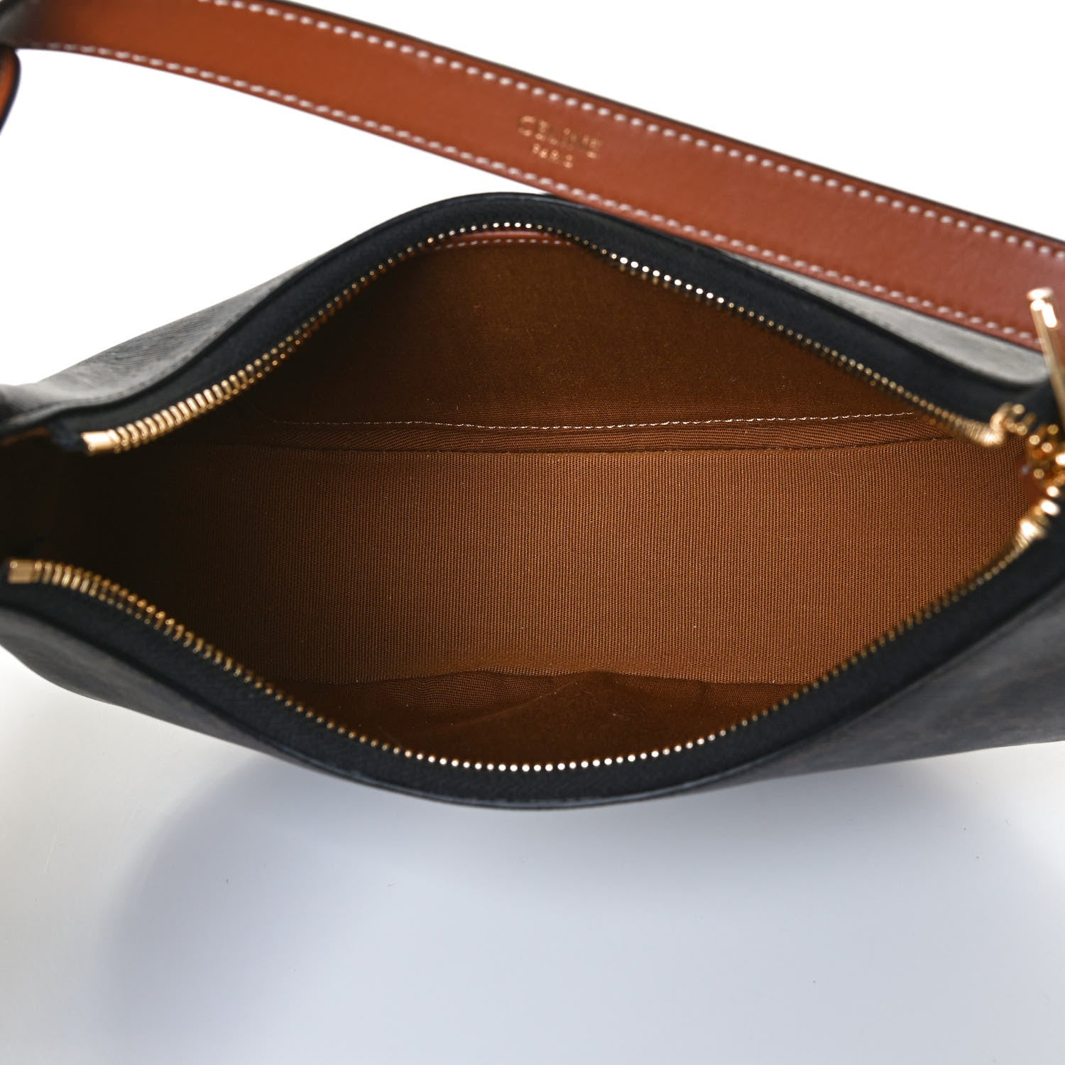 Celine Triomphe Canvas Calfskin Ava Shoulder Bag Tan 4 of 10