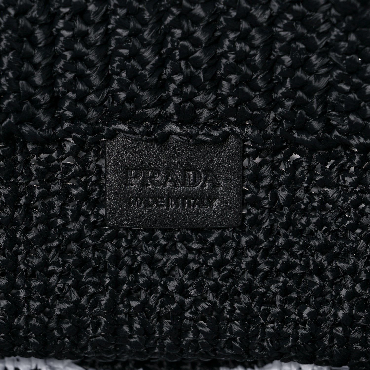 Prada Yarn Raffia Effect Crochet Large Logo Tote Black 6 of 9