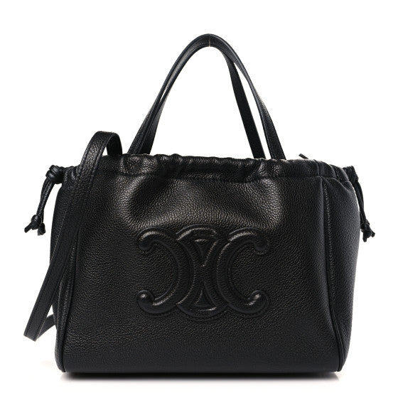 Celine Calfskin Cuir Small Triomphe Cabas Drawstring Black 1 of 1