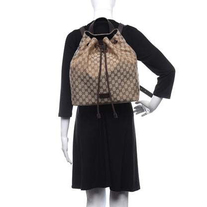 Gucci Monogram Dollar Calfskin O Drawstring Backpack Beige Ebony Testa di Moro Dark Chocolate 3 of 17