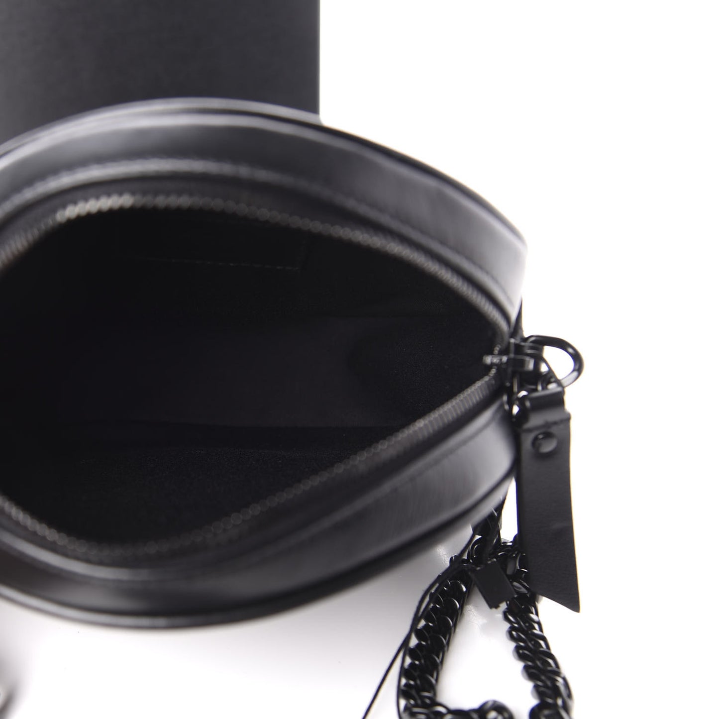 Calfskin Matelasse Chevron Round Vinyle Camera Bag Black