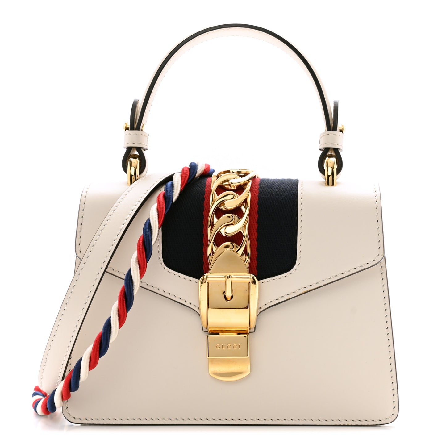 Calfskin Mini Sylvie Top Handle Bag White