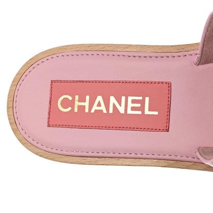 Chanel Lambskin Quilted CC Slip On Platform Sandals 40 Pink 7 of 9