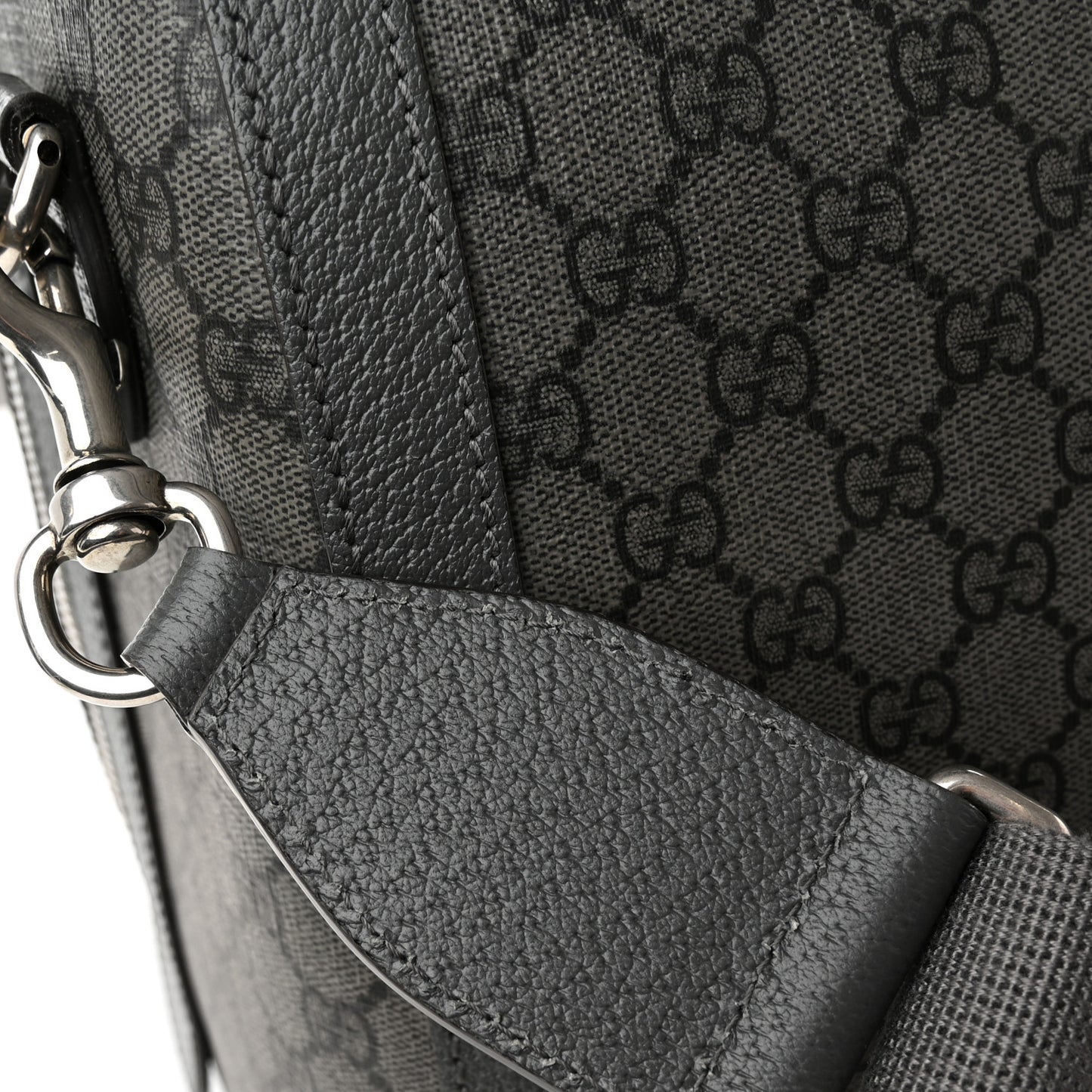 GG Supreme Monogram Textured Dollar Calfskin Large Savoy Duffle Bag Grey Black Graphite Grey