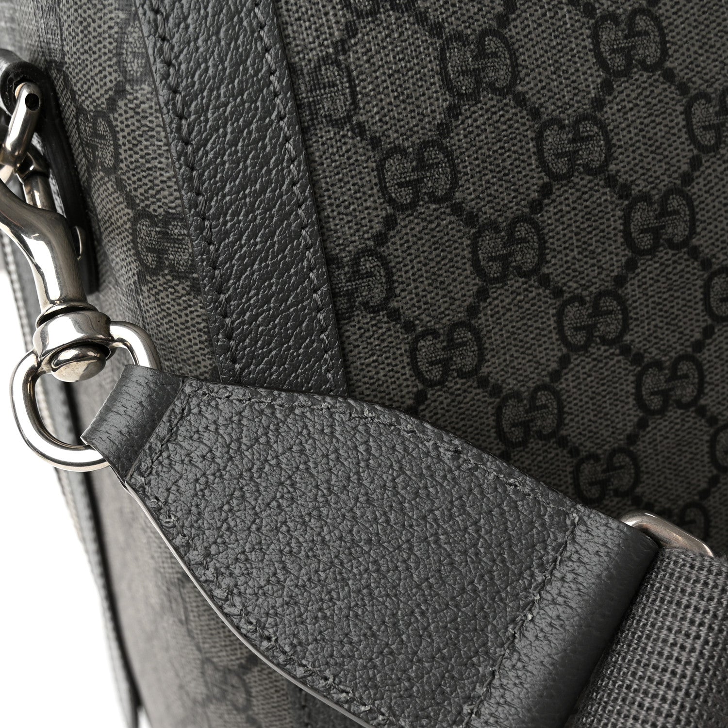 Gucci GG Supreme Monogram Textured Dollar Calfskin Large Savoy Duffle Bag Grey Black Graphite Grey 12 of 15