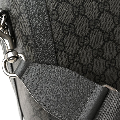 Gucci GG Supreme Monogram Textured Dollar Calfskin Large Savoy Duffle Bag Grey Black Graphite Grey 12 of 15