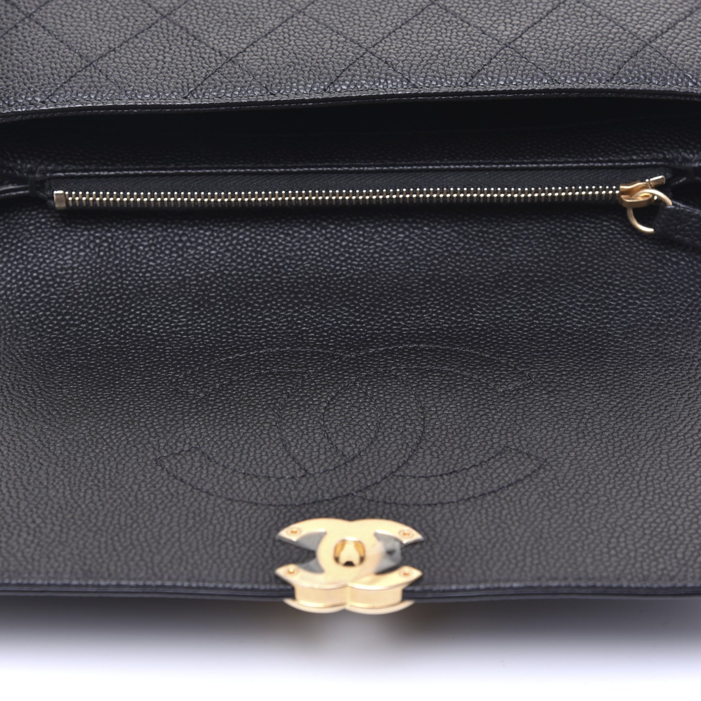 Caviar Diamond Stitched Small Top Handle Flap Black