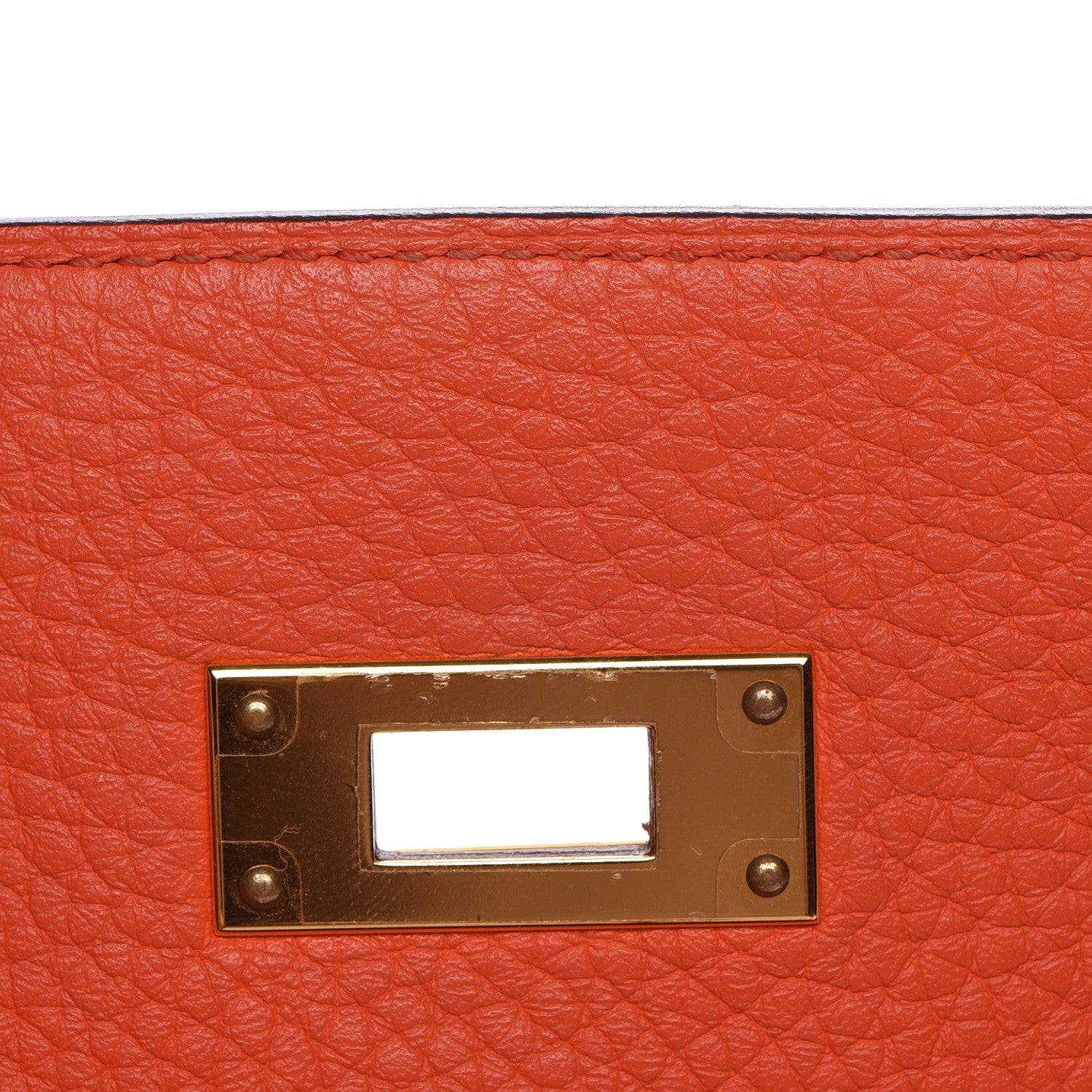 Hermes Taurillon Clemence Kelly Retourne 32 Orange Poppy 15 of 27