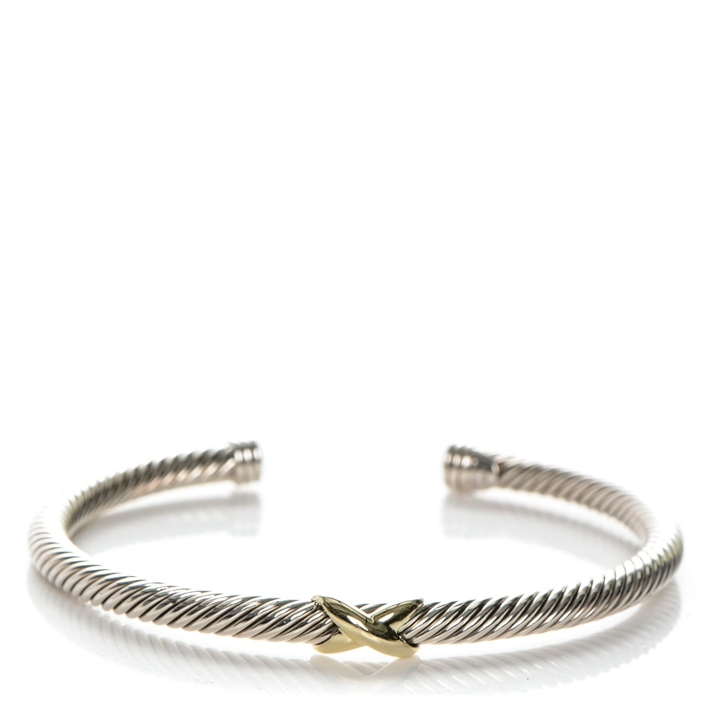 Sterling Silver 18K Yellow Gold 4mm X Station Cable Bracelet