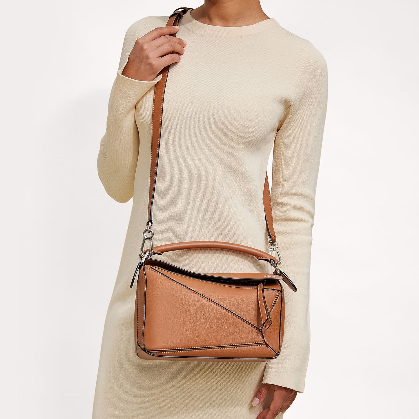 Calfskin Small Puzzle Bag Tan
