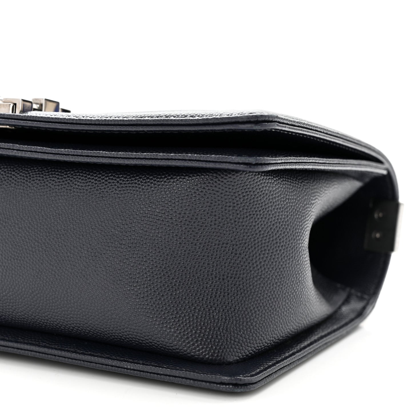 Caviar Chevron Quilted Medium Boy Flap Navy