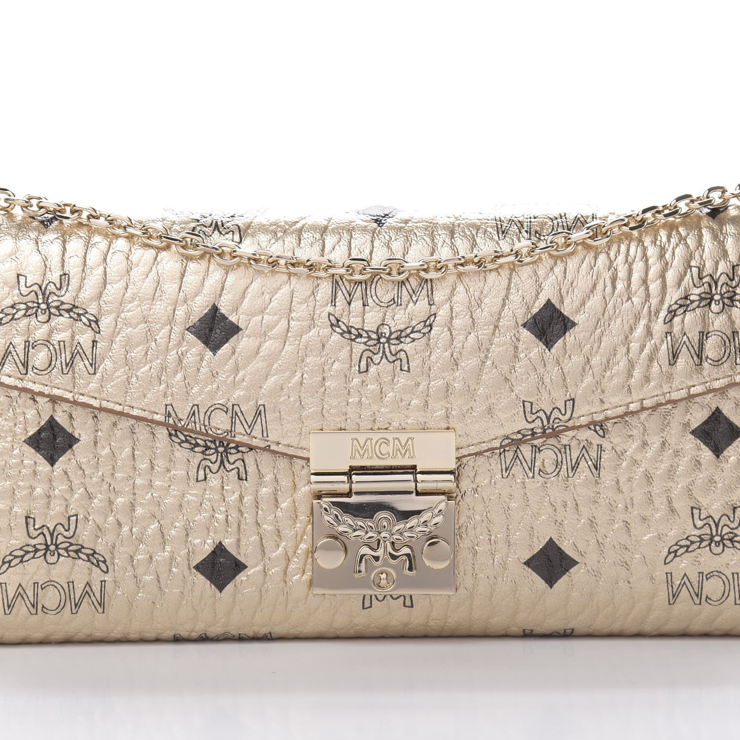 MCM Metallic Visetos Patricia Wallet On Chain Gold 8 of 13