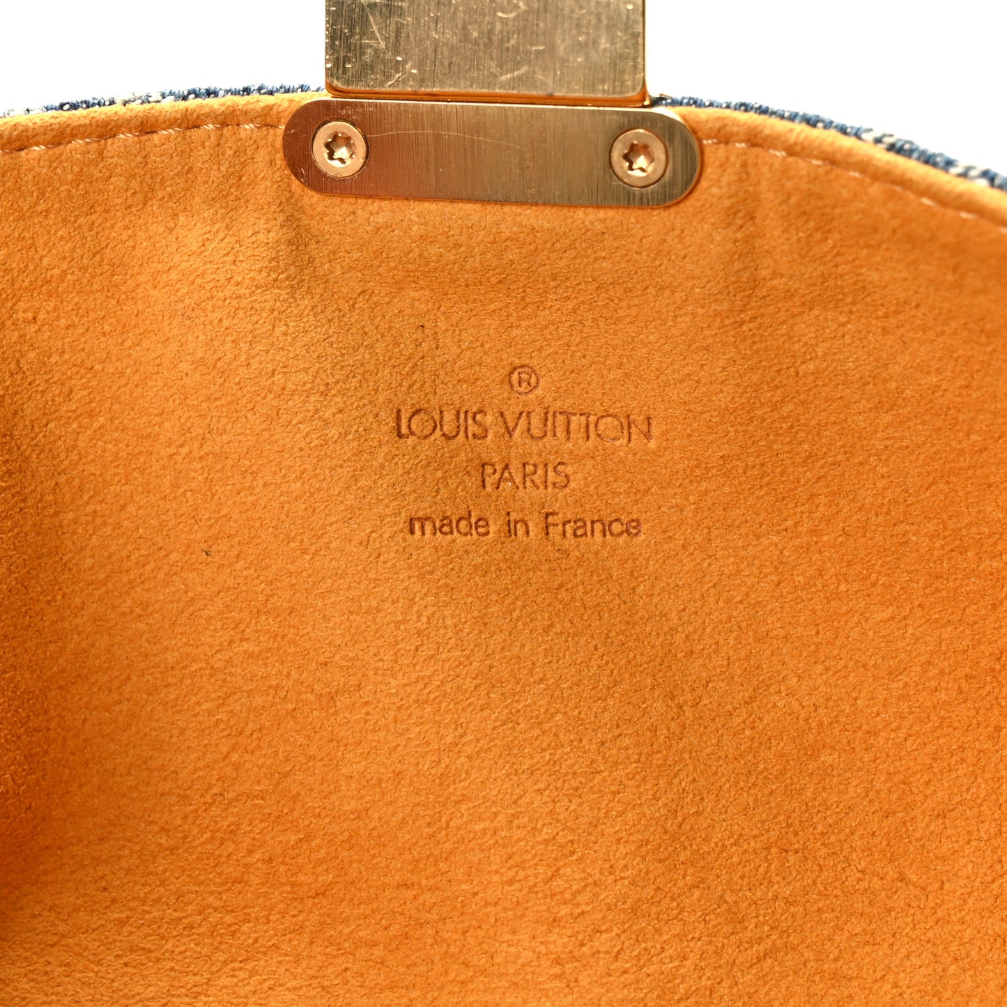 LOUIS VUITTON Monogram Denim Pochette Plat Clutch Blue