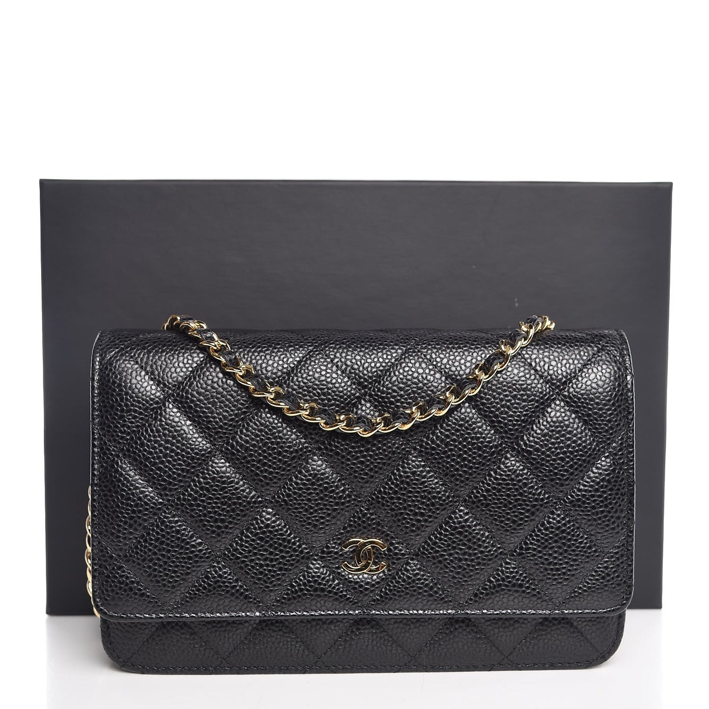 Caviar Quilted Wallet On Chain WOC Black