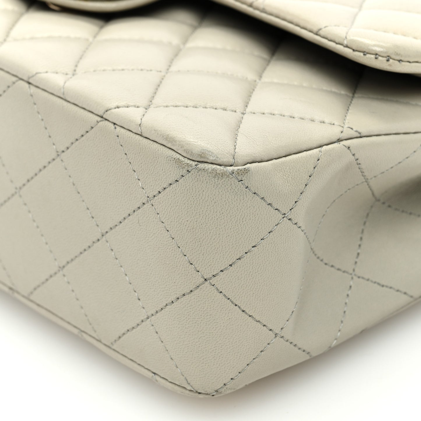 Lambskin Quilted Small Double Flap Grey