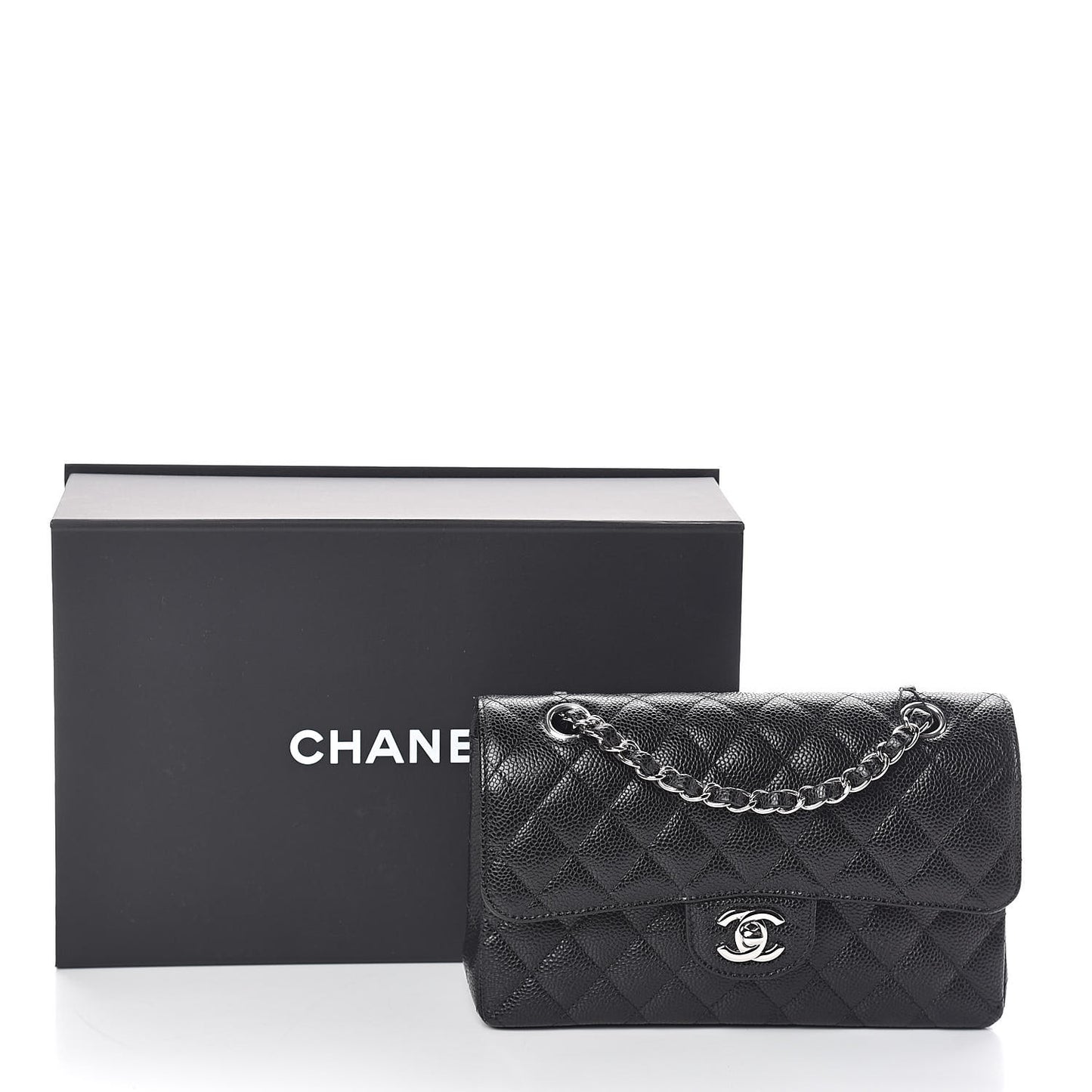 Caviar Quilted Small Double Flap Black
