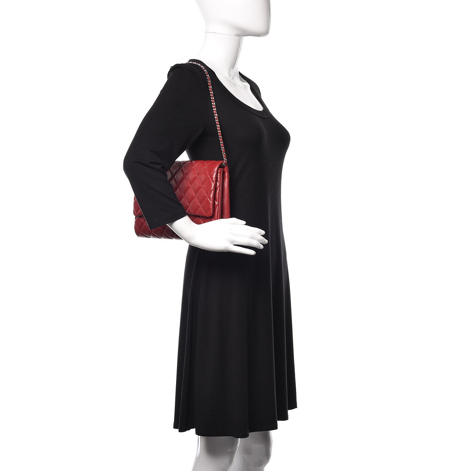 Chanel Caviar Quilted Clutch With Chain Flap Dark Red 2 of 11