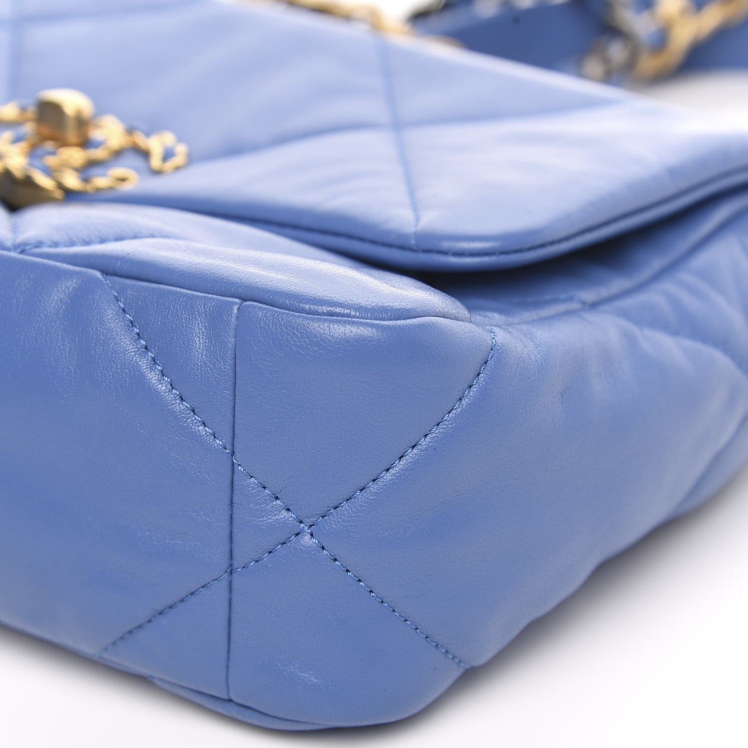 Chanel Lambskin Quilted Medium 19 Flap Blue 9 of 11