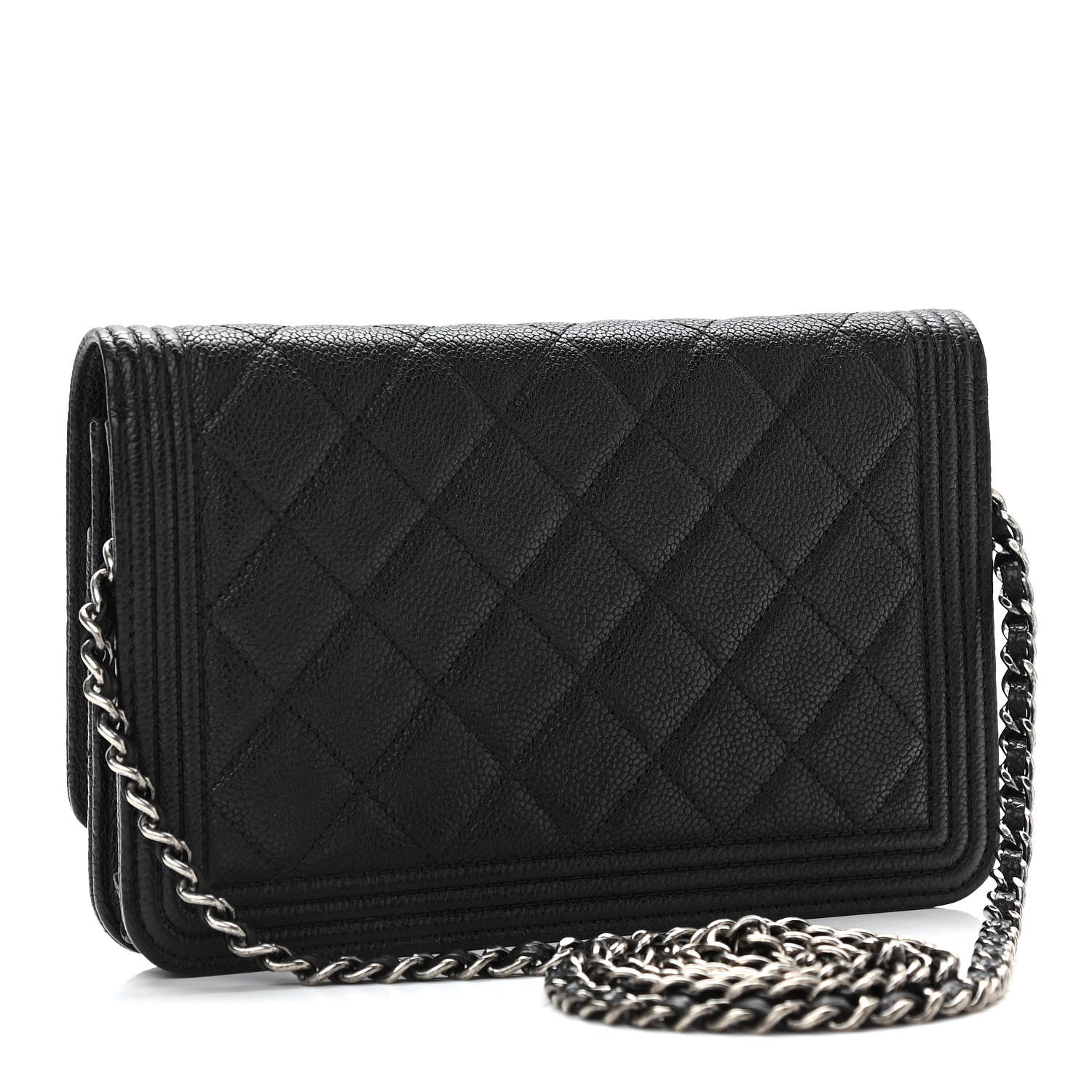 Chanel Caviar Quilted Boy Wallet On Chain WOC Black 3 of 13
