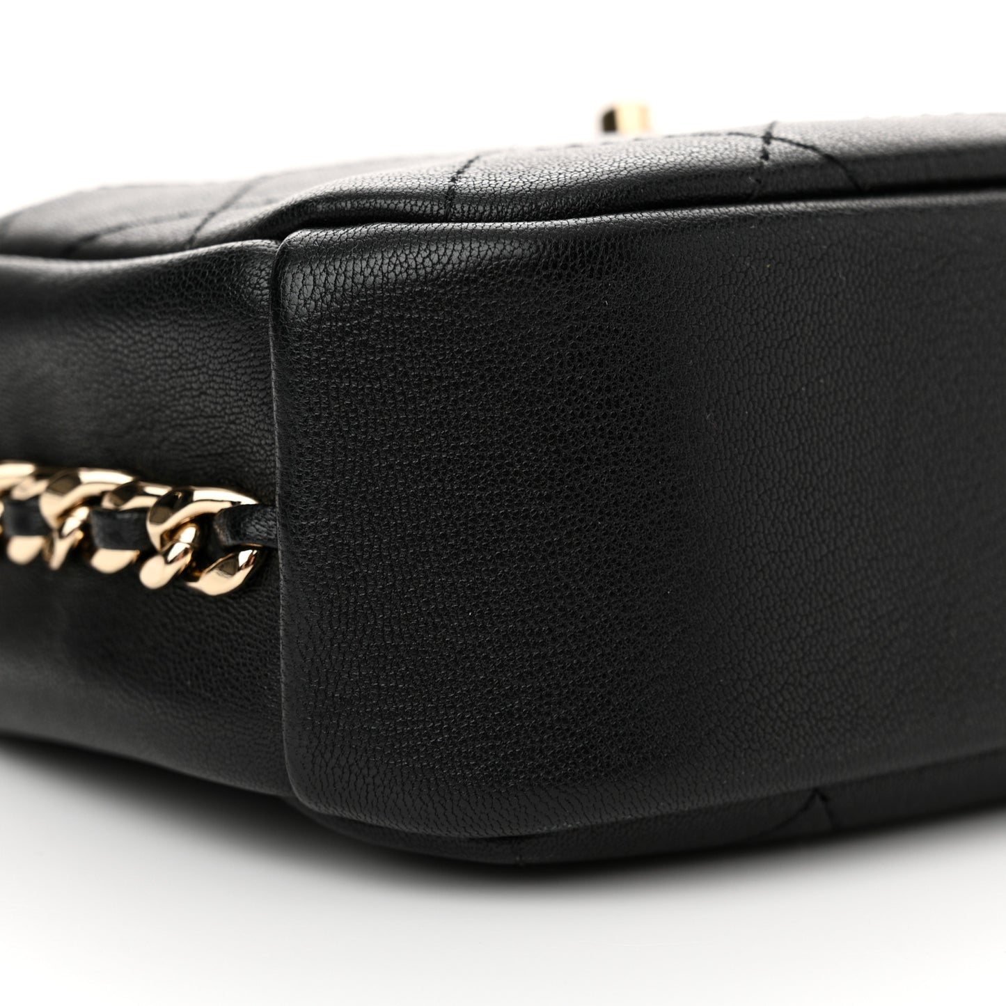 Goatskin Quilted Small Casual Trip Camera Case Black