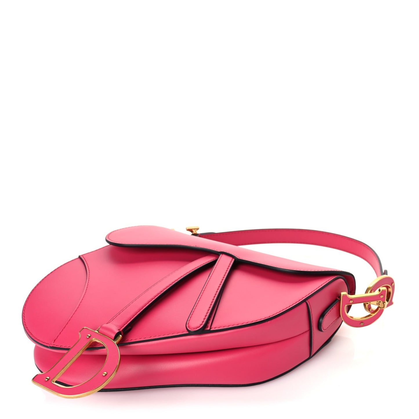 Supple Calfskin Saddle Bag With Strap Passion Pink