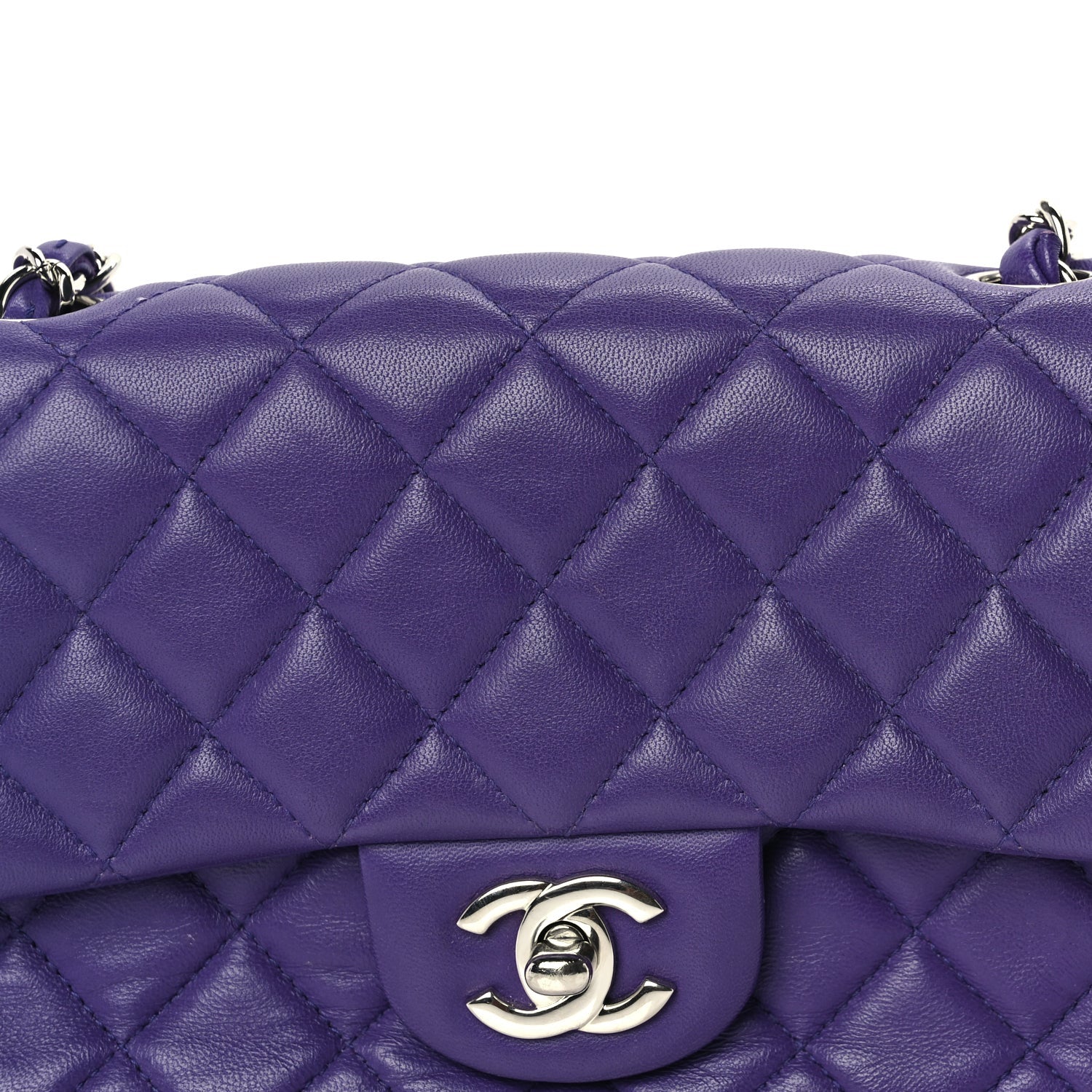 Chanel Lambskin Quilted Mini Rectangular Flap  Purple 7 of 9