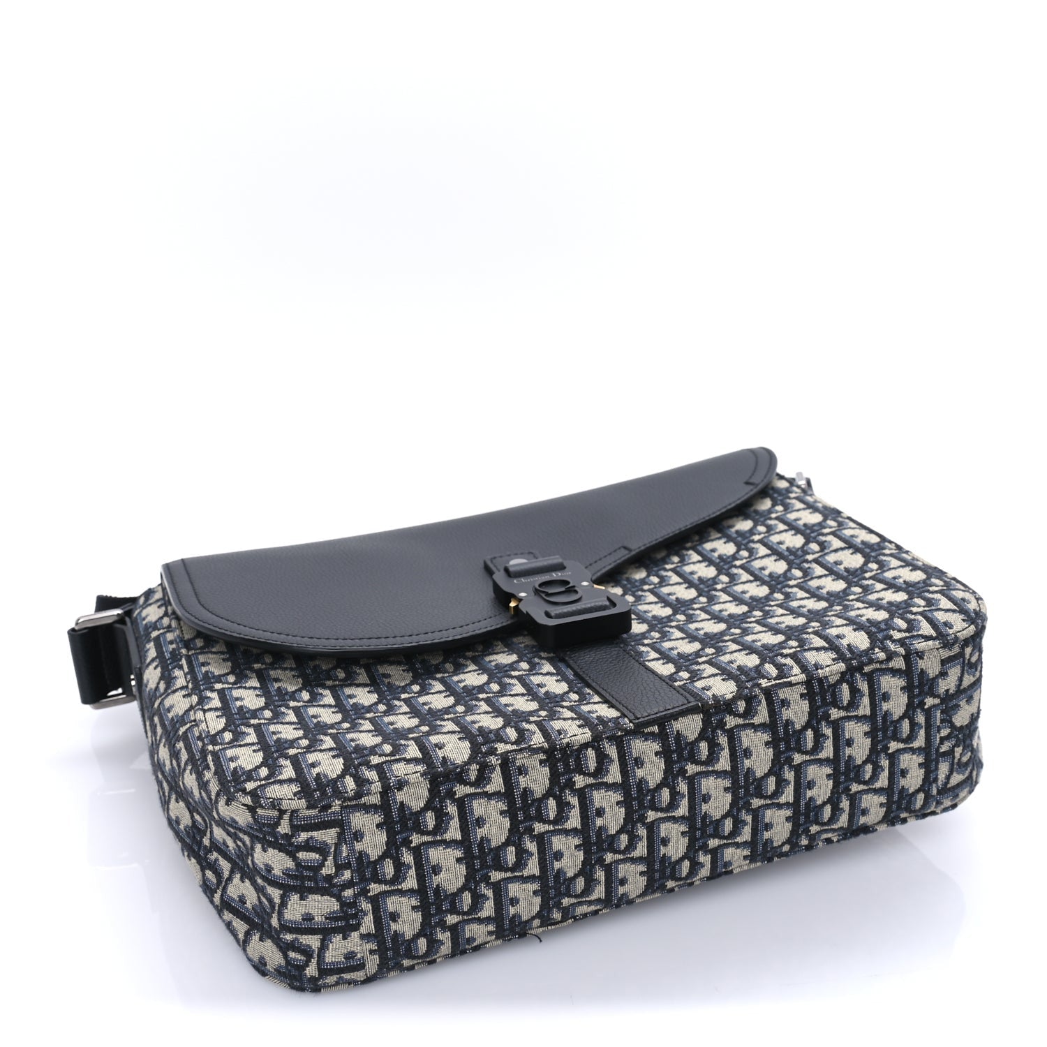 Christian Dior Oblique Jacquard Grained Calfskin Medium Saddle Messenger Bag Beige Black 3 of 7