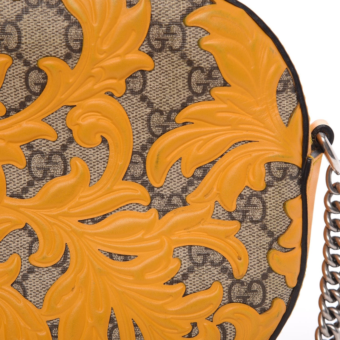 GG Supreme Monogram Arabesque Mini Chain Shoulder Bag Beige Yellow