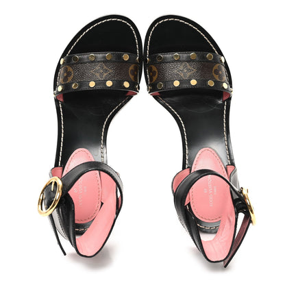 Louis Vuitton Calfskin Monogram Passenger Sandals Black 2 of 7