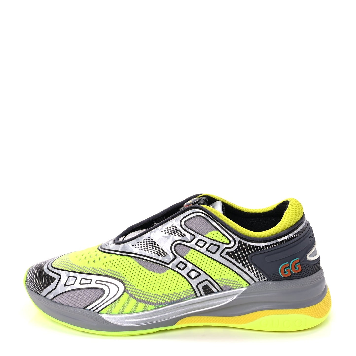 Fabric Mens Ultrapace R Mid Top Sneakers 7.5 Grey Neon Yellow Silver Loess