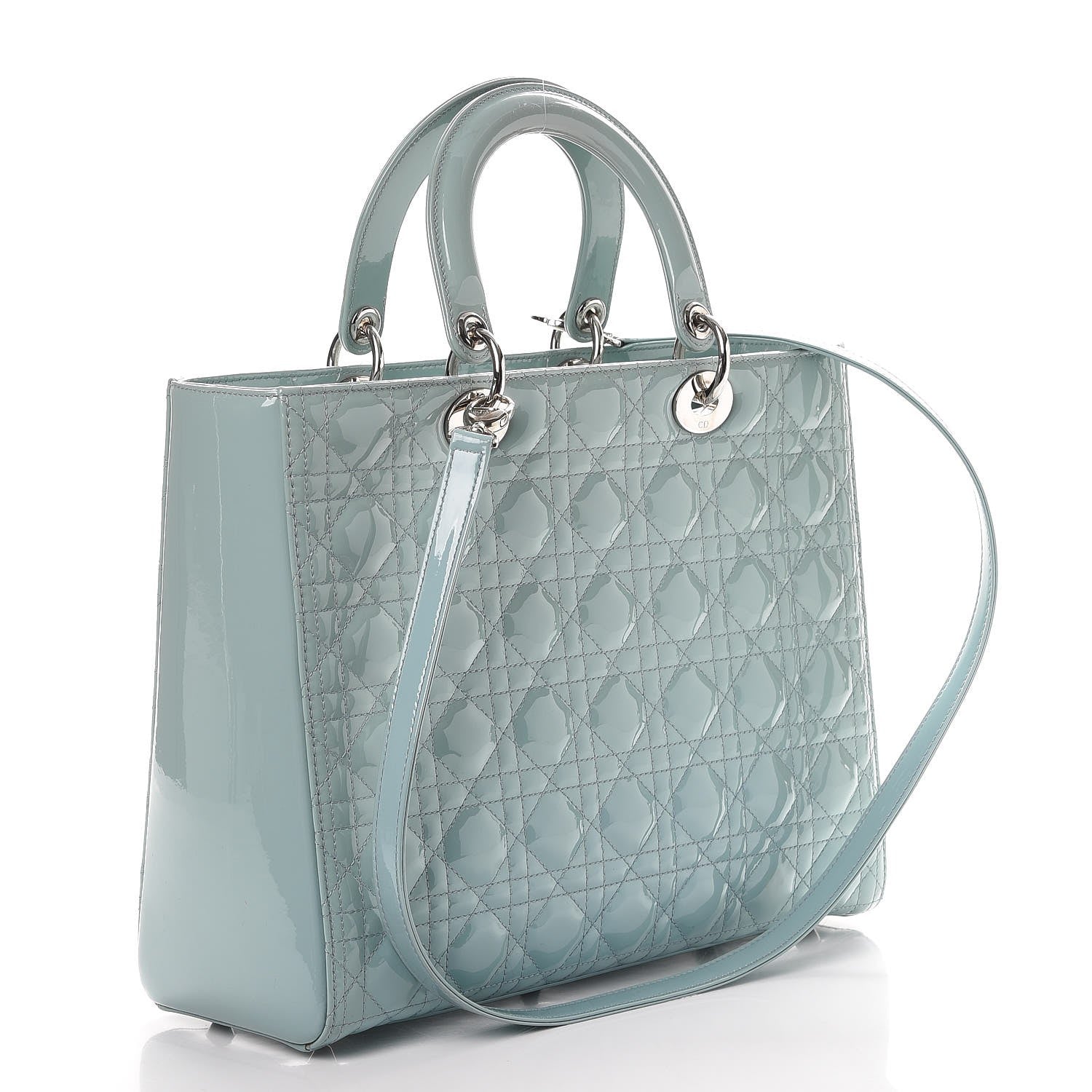 Christian Dior Patent Cannage Large Lady Dior Light Blue 4 of 12