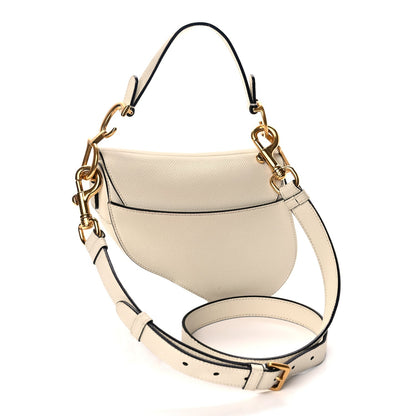 Christian Dior Grained Calfskin Mini Saddle Bag With Strap White 2 of 8