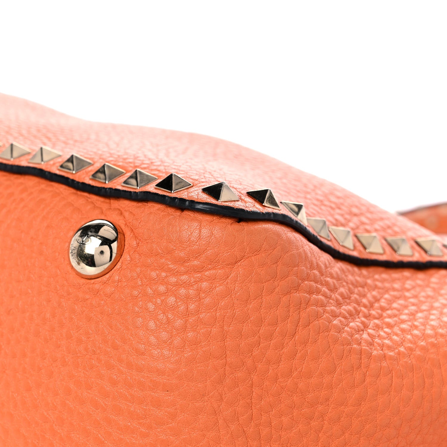 Valentino Garavani Pebbled Calfskin Medium Rockstud Tote Melon Sorbet 7 of 14