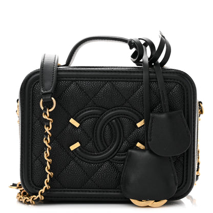 Chanel Caviar Quilted Small CC Filigree Vanity Case Black 1 of 11