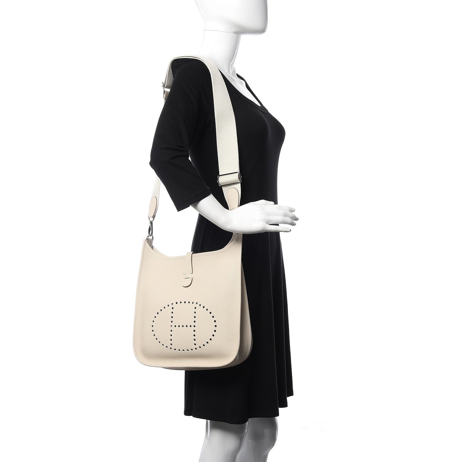 Hermes Taurillon Clemence Evelyne III PM Craie 2 of 11