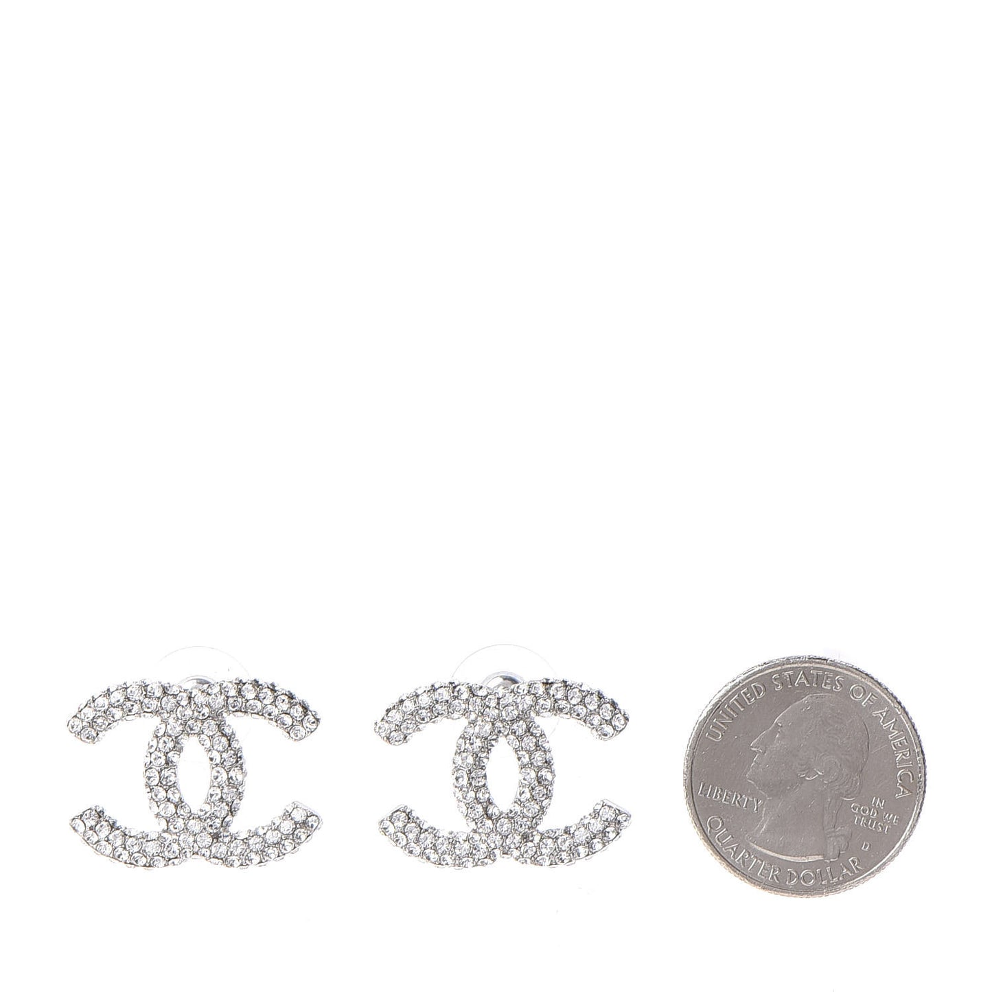 Crystal Large CC Earrings Silver