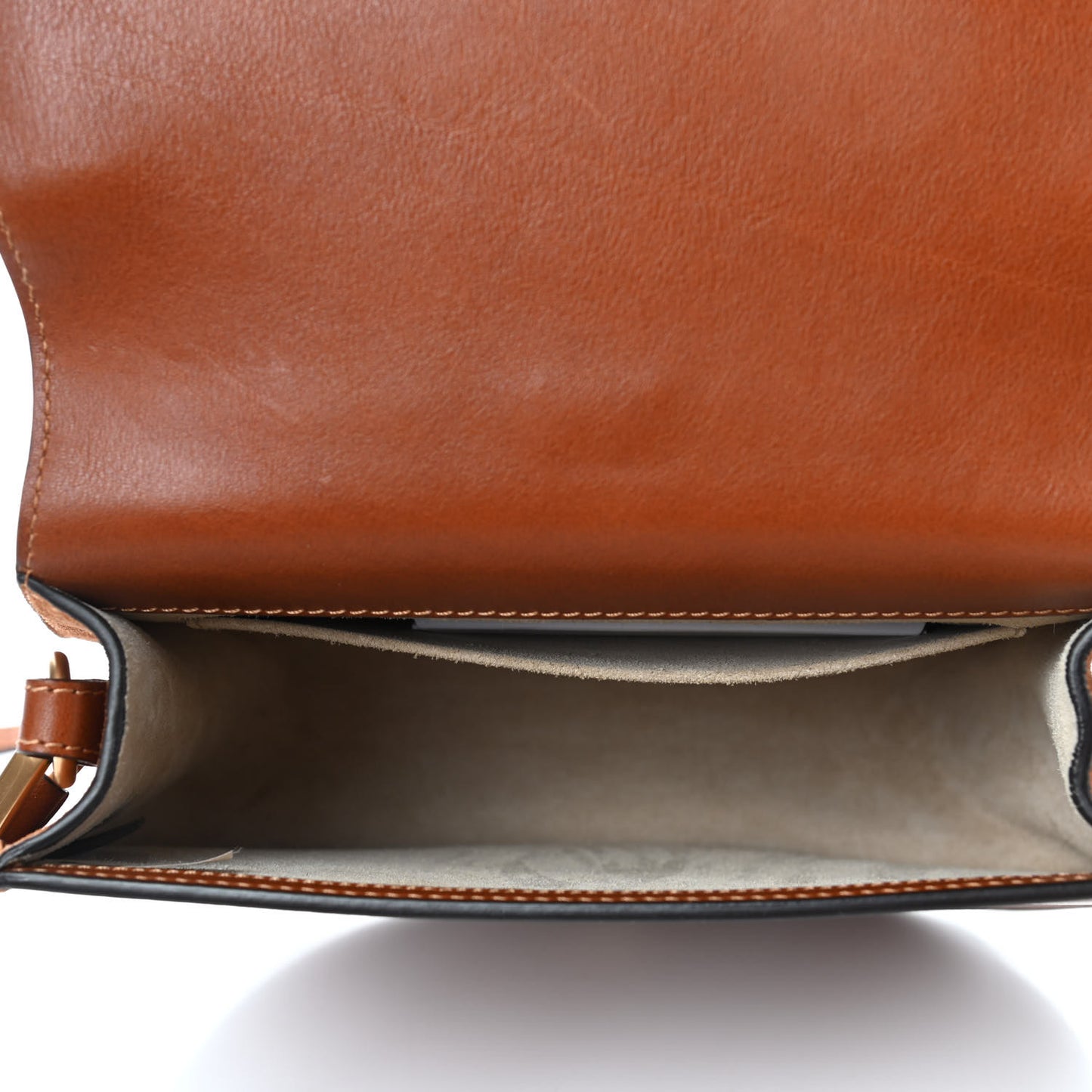 Calfskin Suede Medium Nile Bracelet Bag Caramel