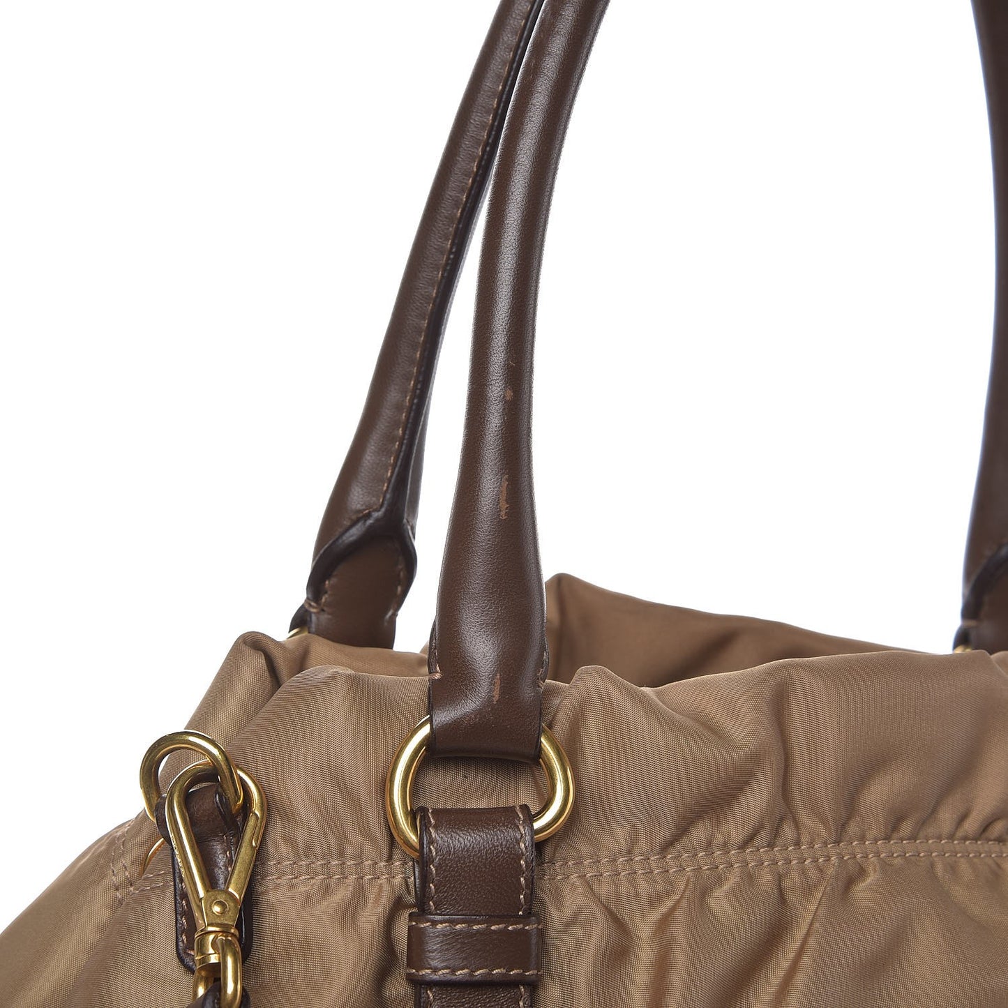 Tessuto Nylon Logo Tote Cammello