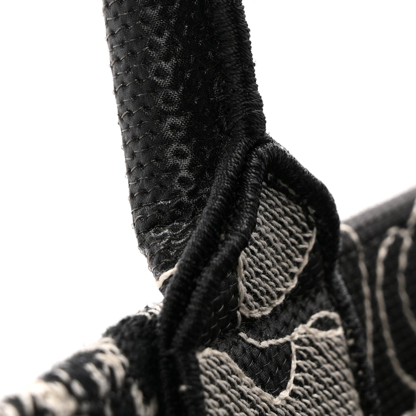 Canvas Embroidered Large Around The World Book Tote Black White