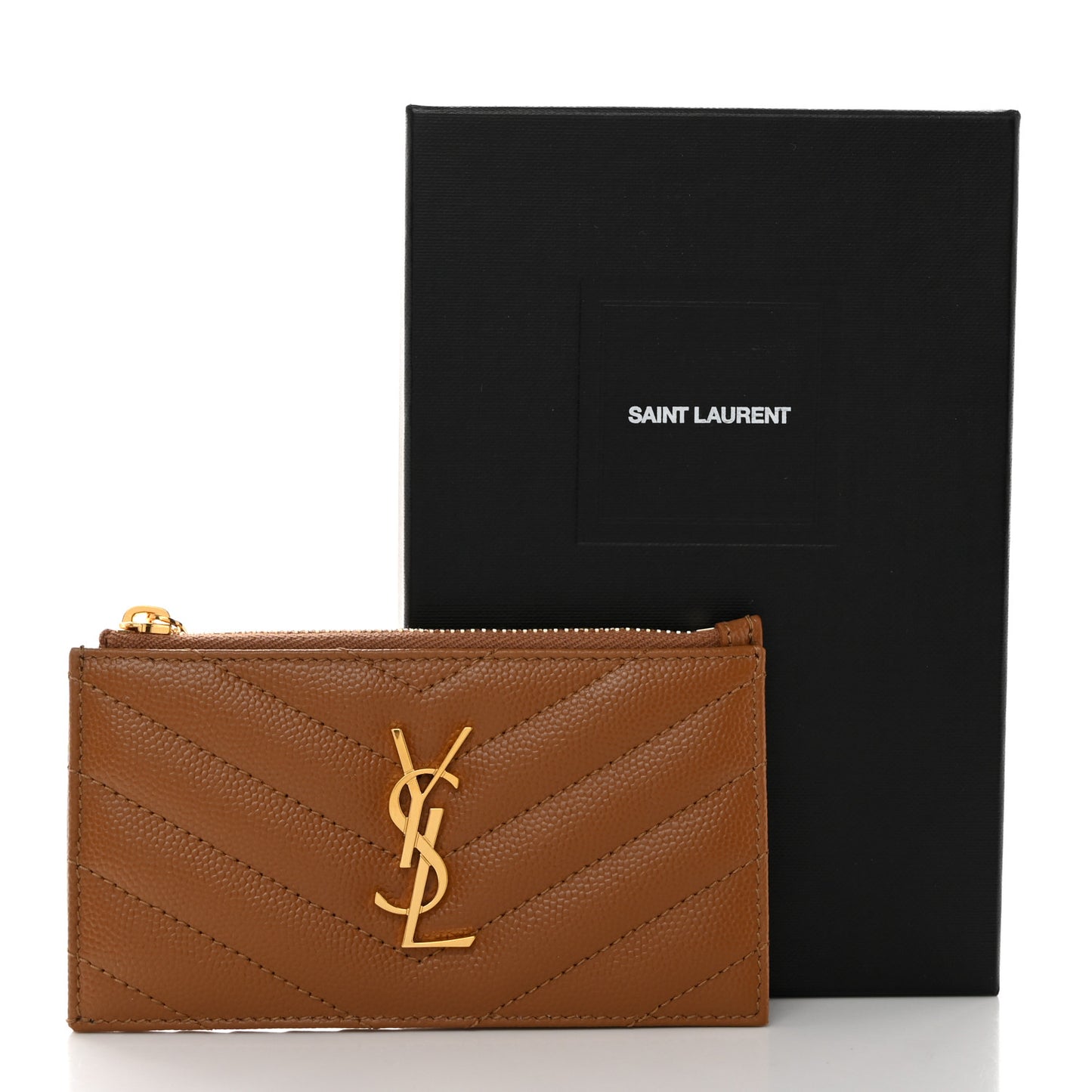 Grain De Poudre Matelasse Chevron Monogram Fragments Zippered Card Case