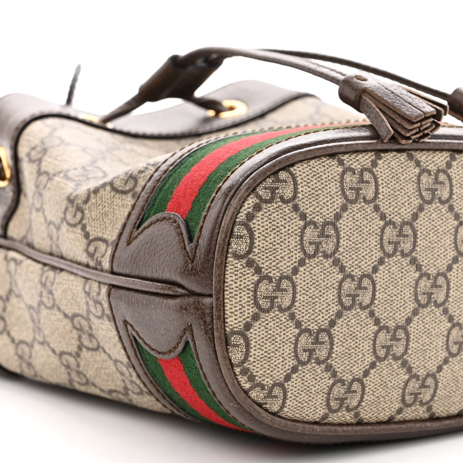 Gucci GG Supreme Monogram Web Mini Ophidia Bucket Bag Brown 8 of 15