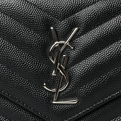 Saint Laurent Grain De Poudre Matelasse Chevron Monogram Envelope Chain Wallet Black 11 of 16