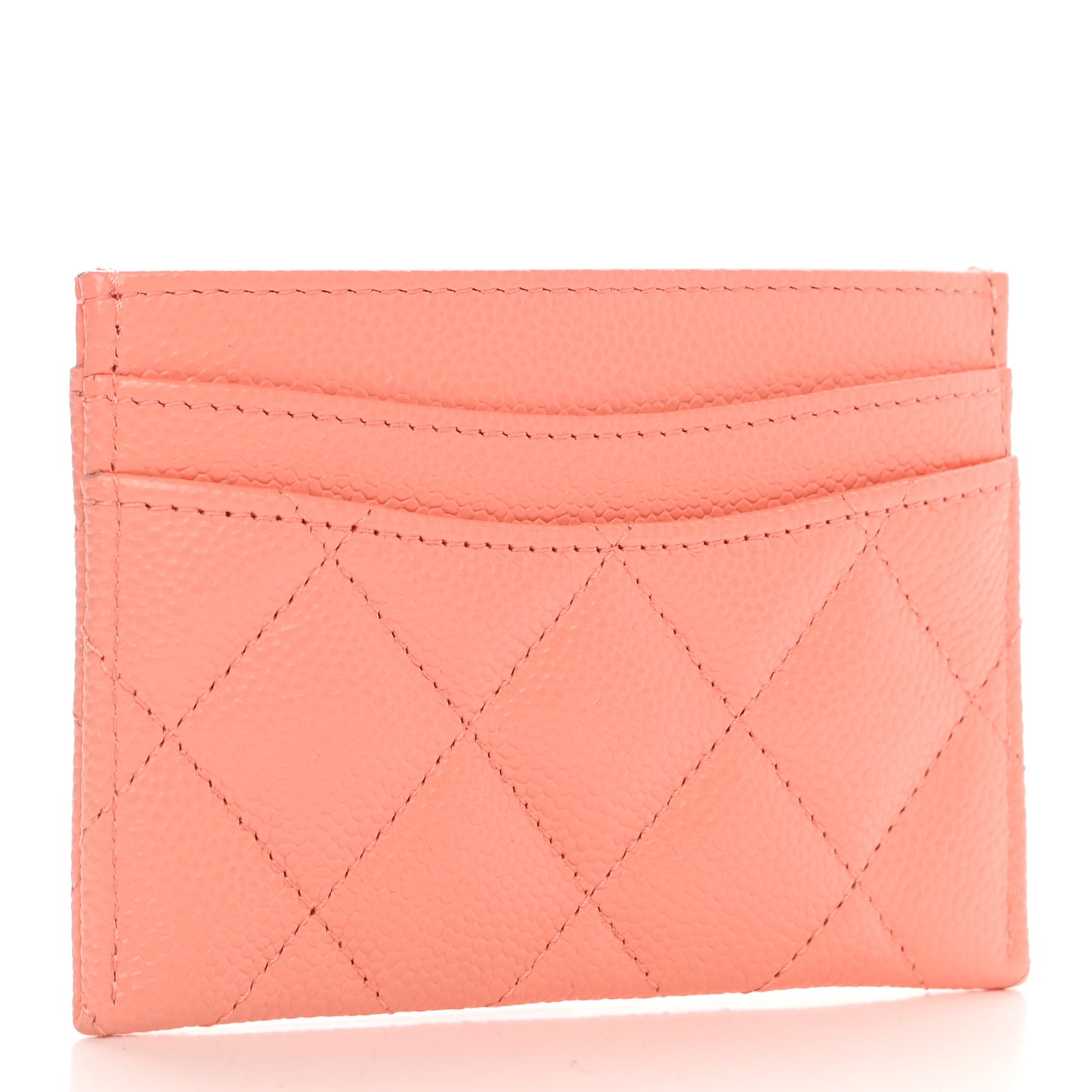 Caviar Quilted Card Holder Coral