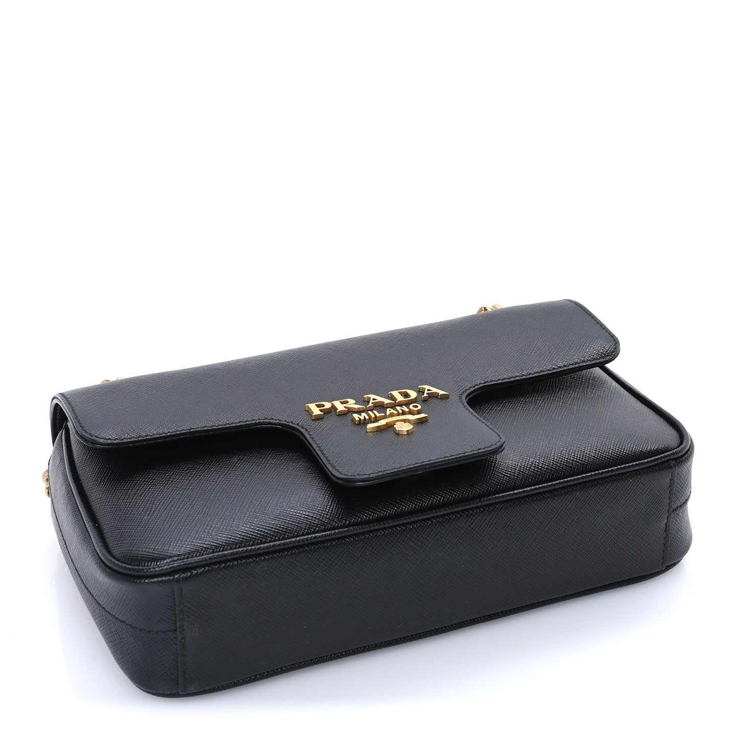 Saffiano Flap Shoulder Bag Black