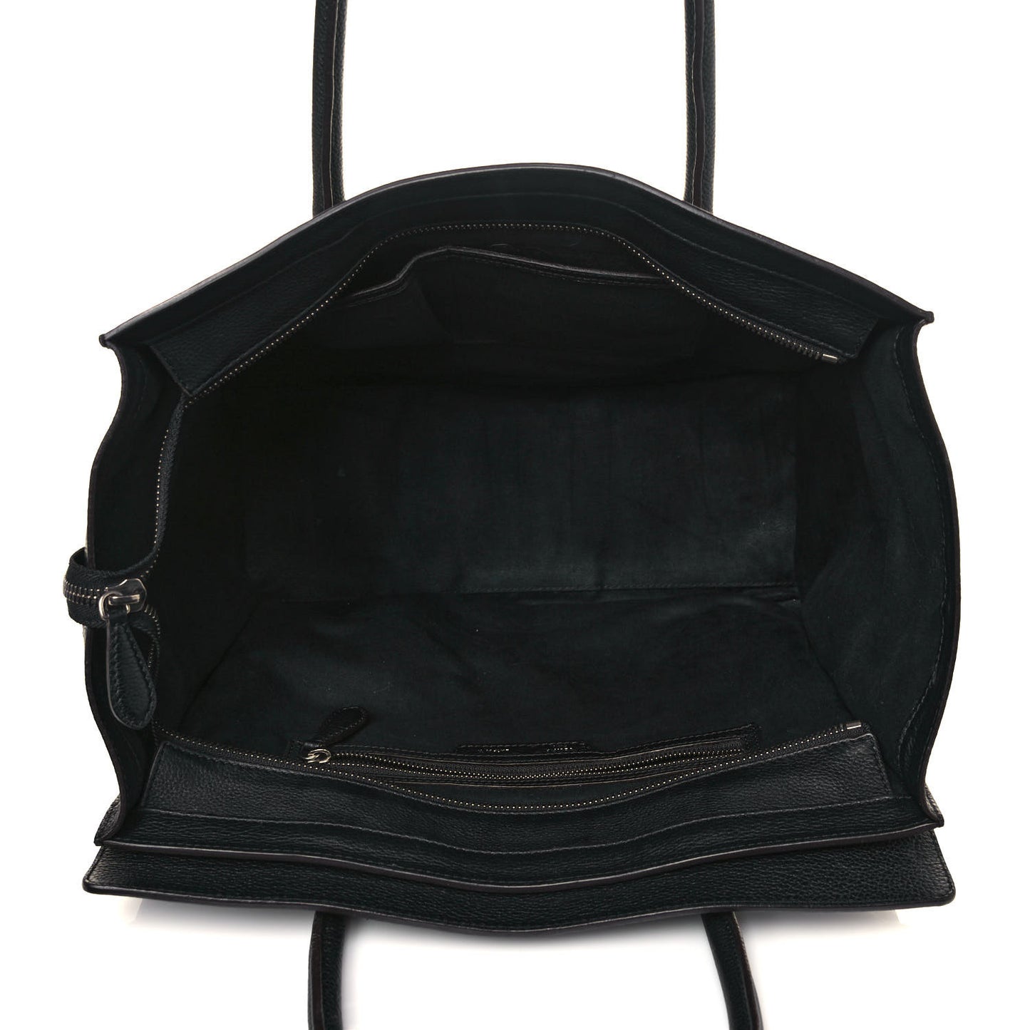 Drummed Calfskin Shoulder Luggage Black