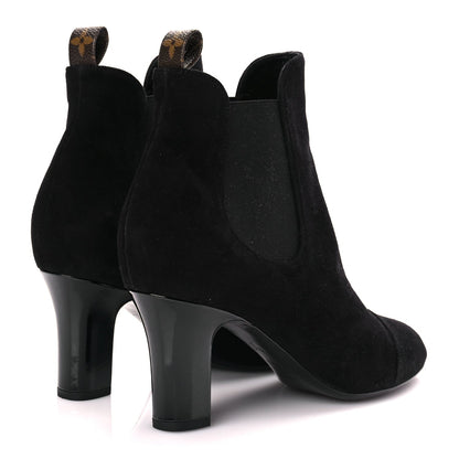 Louis Vuitton Suede Monogram Uniformes Cap Toe Chelsea 75mm Ankle Boots 38.5 Black 4 of 8